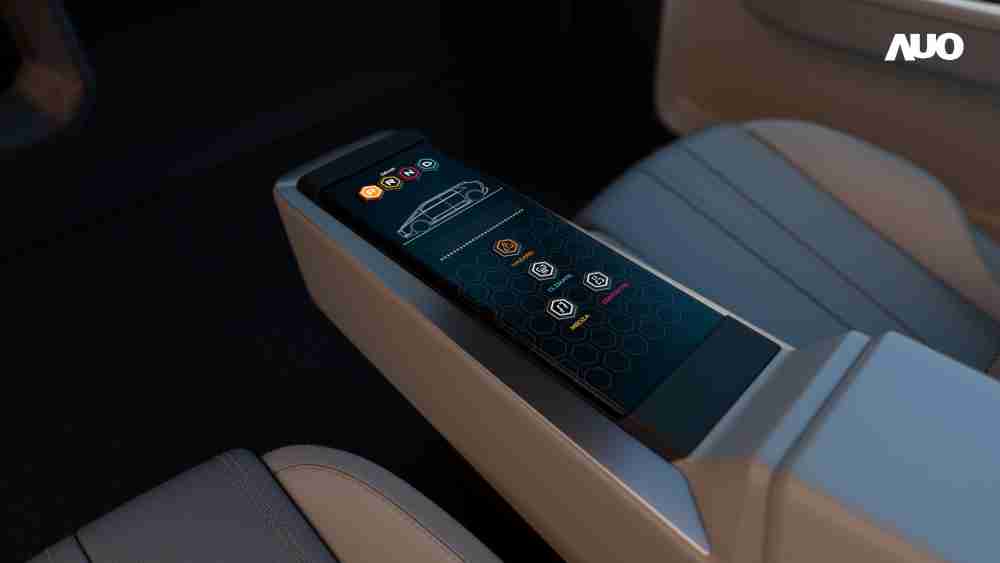 PA直营以人性化设计打造多变形态中控显示(Morphing Center Control)，，，不使用时仅平面显示信息，，，进行操作时，，显示器则会动态隆起，，，转变成3D实体按钮，，，并有触觉回馈，，，展示人机互动新体验